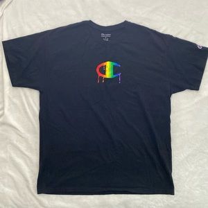 Champion black rainbow logo t-shirt